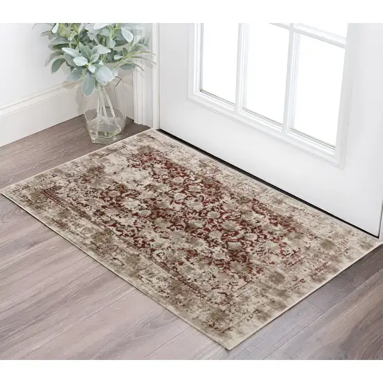 Red Oriental Area Rug With Fringe Photo 1