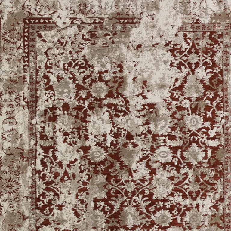 Red Oriental Area Rug With Fringe Photo 3