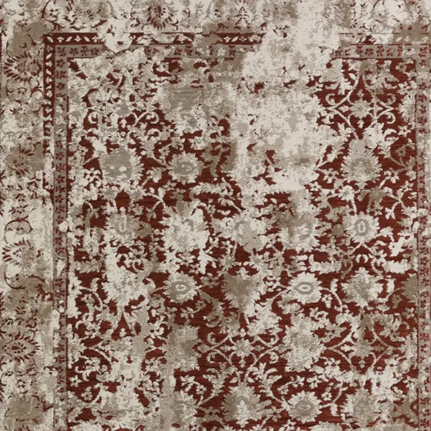 Red Oriental Area Rug With Fringe Photo 5