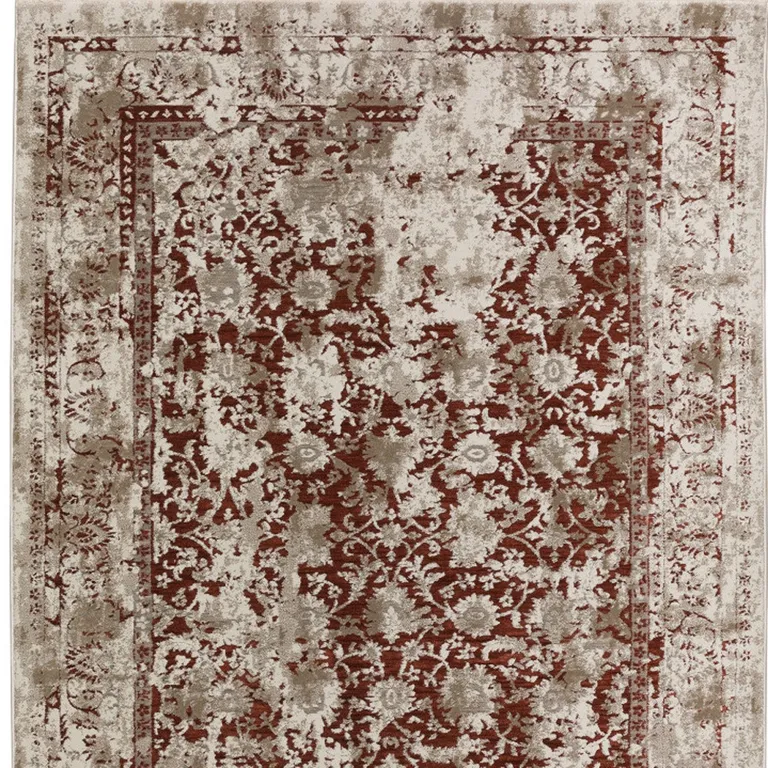 Red Oriental Area Rug With Fringe Photo 3