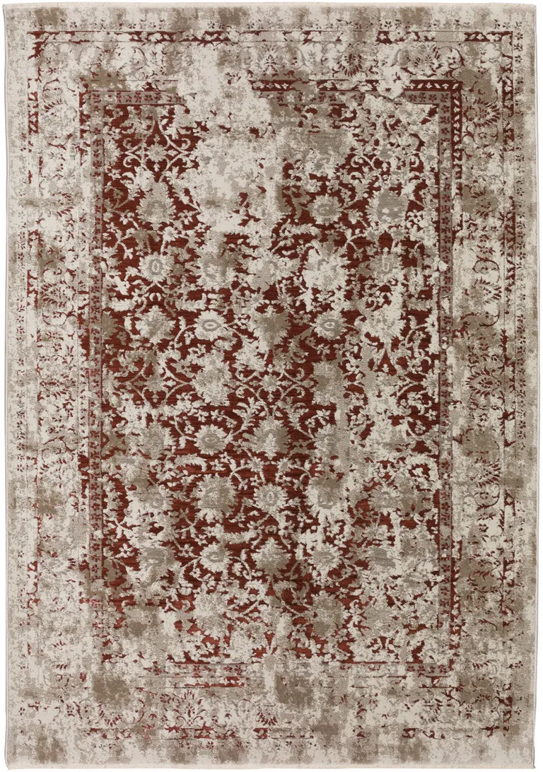 Red Oriental Area Rug With Fringe Photo 2