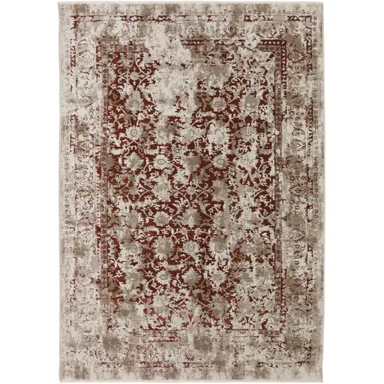 Red Oriental Area Rug With Fringe Photo 2