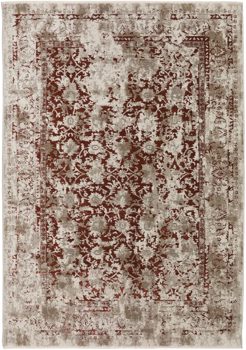 Red Oriental Area Rug With Fringe Photo 2