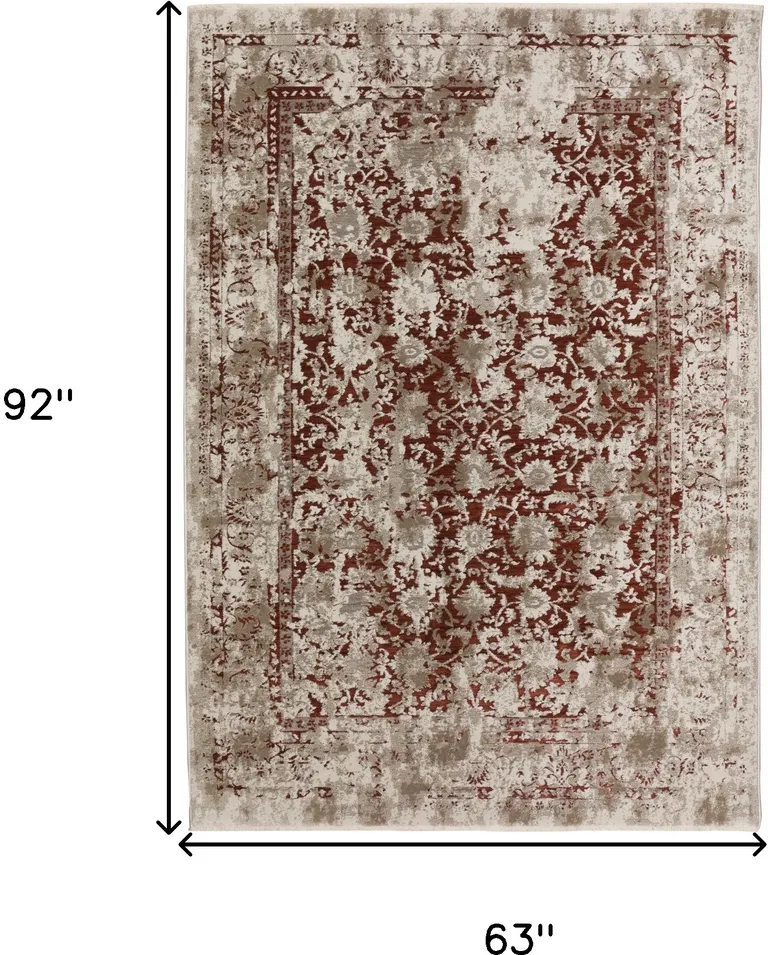 Red Oriental Area Rug With Fringe Photo 4