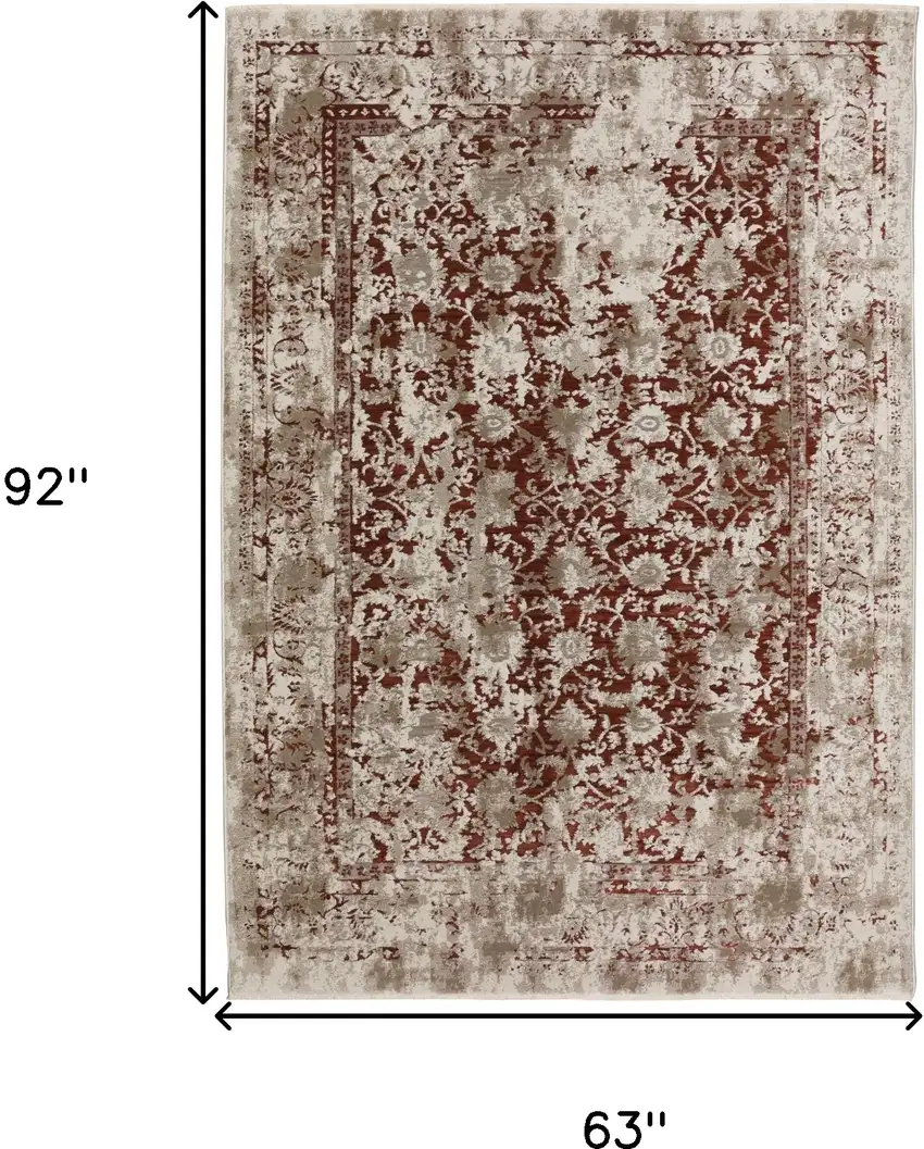 Red Oriental Area Rug With Fringe Photo 6