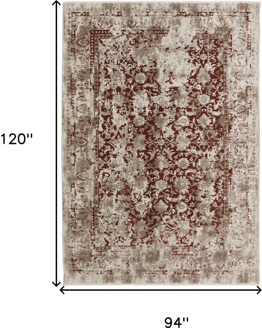 Red Oriental Area Rug With Fringe Photo 6