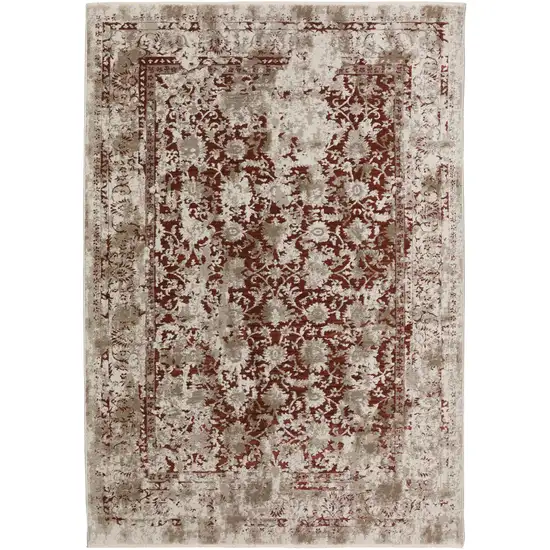 Red Oriental Area Rug With Fringe Photo 3