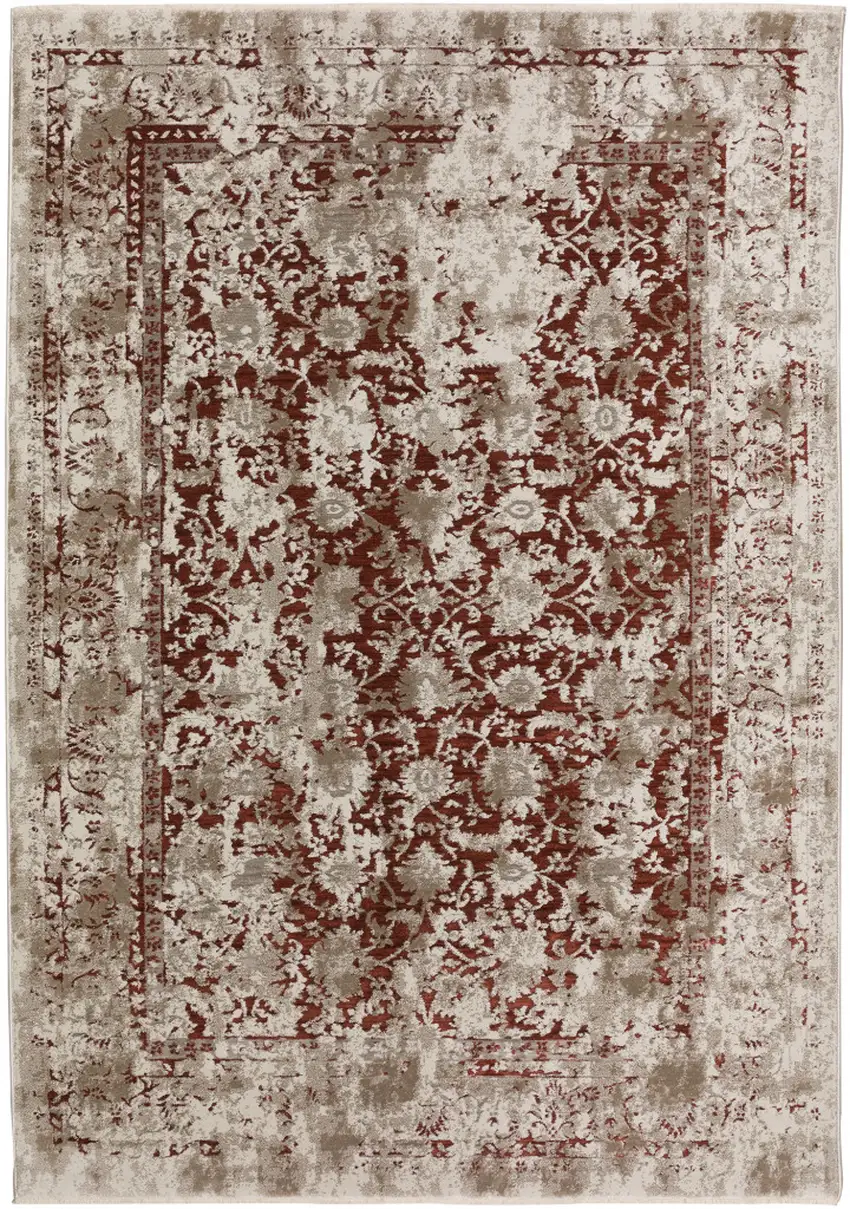 Red Oriental Area Rug With Fringe Photo 3