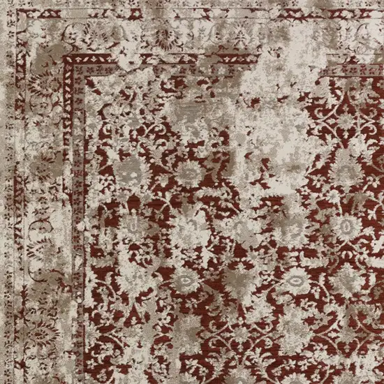 Red Oriental Area Rug With Fringe Photo 5