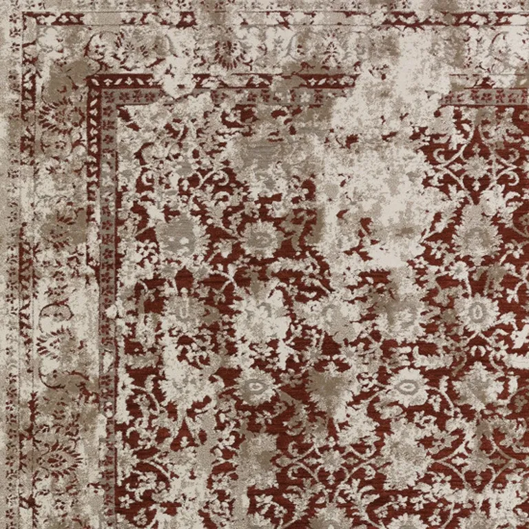Red Oriental Area Rug With Fringe Photo 3