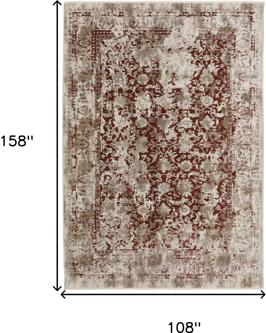 Red Oriental Area Rug With Fringe Photo 6
