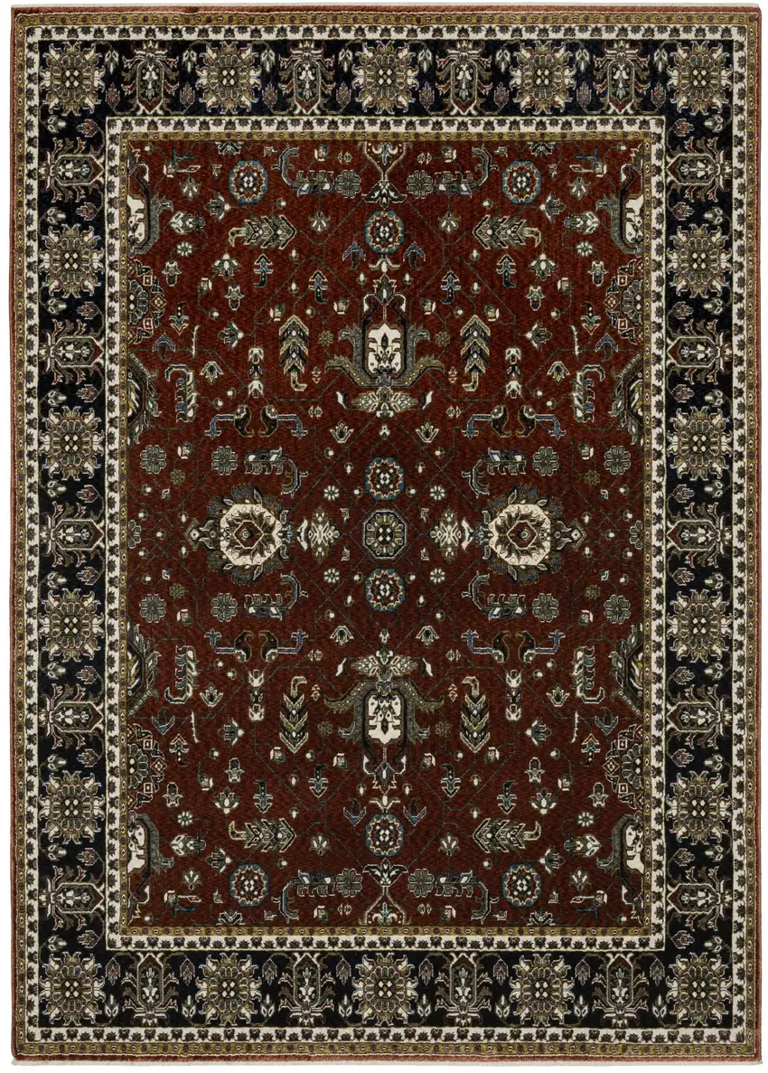 Red Oriental Area Rug With Fringe Photo 2