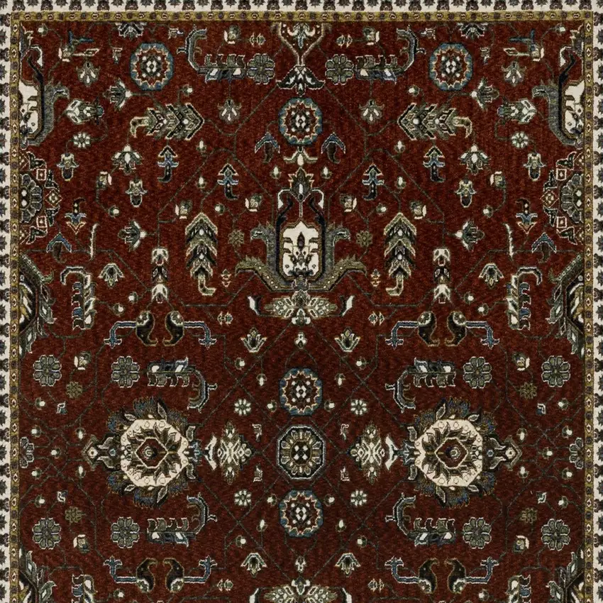 Red Oriental Area Rug With Fringe Photo 7