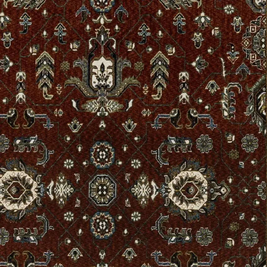 Red Oriental Area Rug With Fringe Photo 6