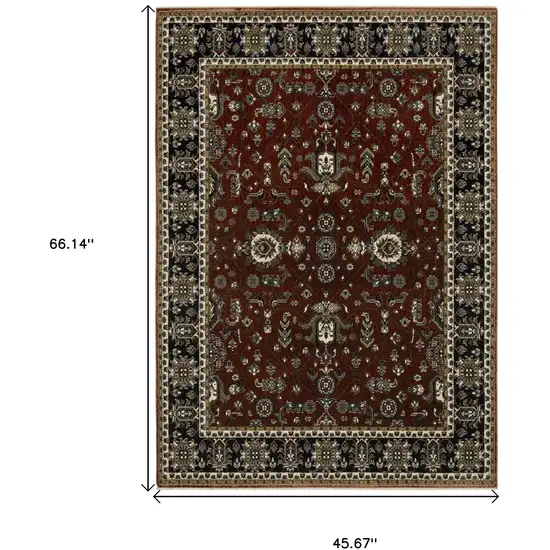 Red Oriental Area Rug With Fringe Photo 3