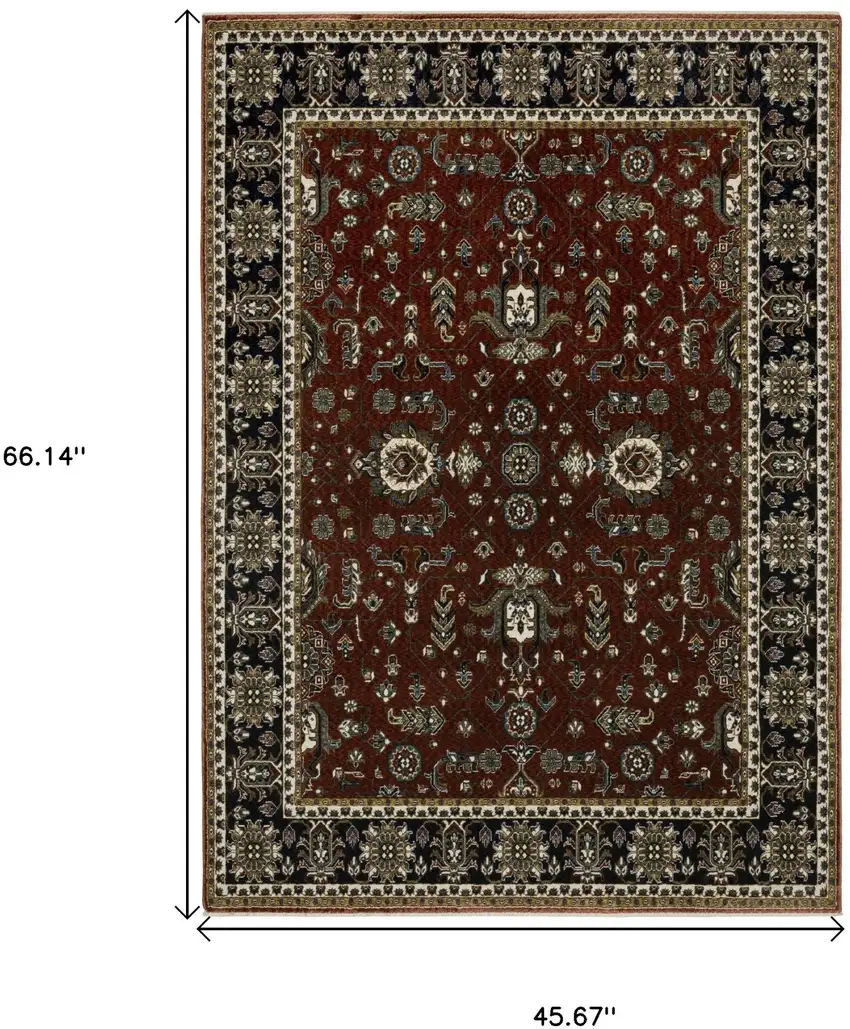 Red Oriental Area Rug With Fringe Photo 3