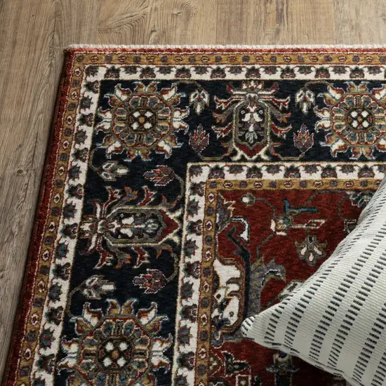 Red Oriental Area Rug With Fringe Photo 9