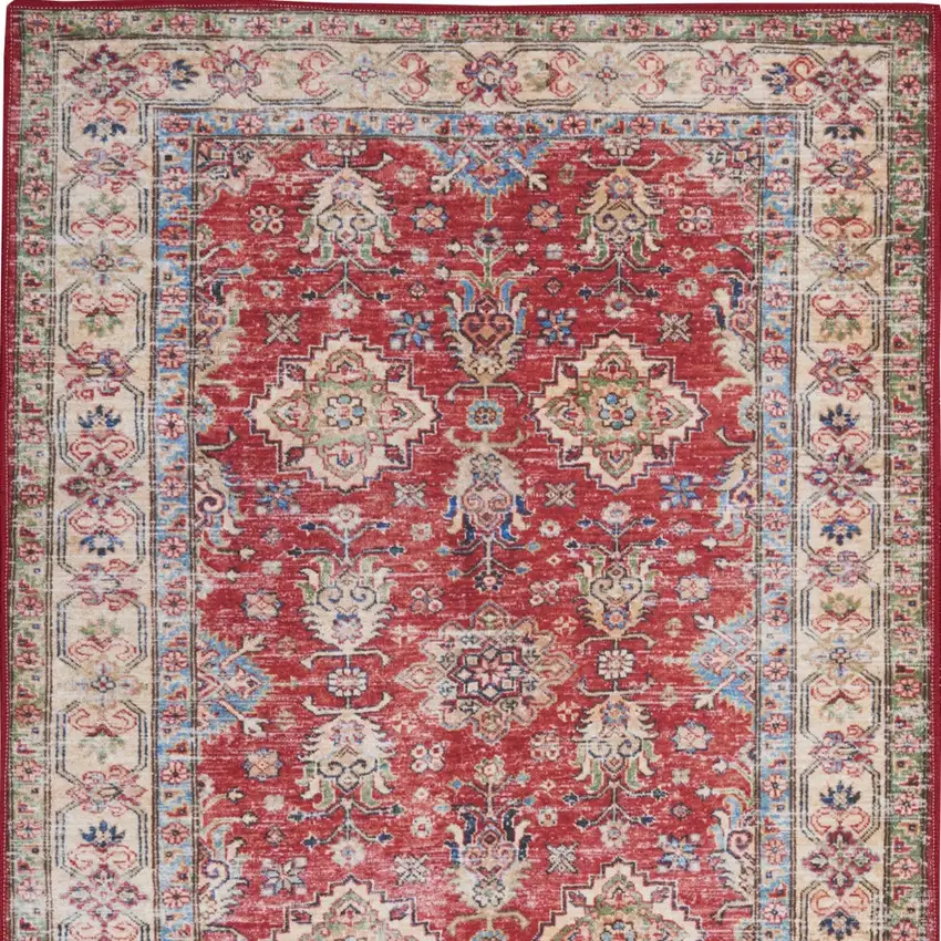 Red Oriental Distressed Area Rug Photo 7