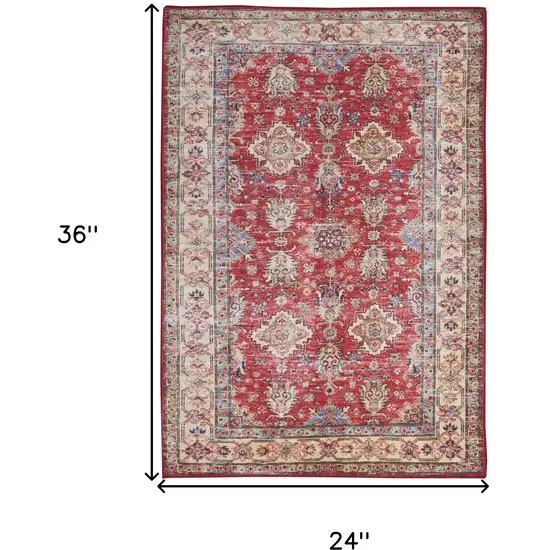 Red Oriental Distressed Area Rug Photo 3