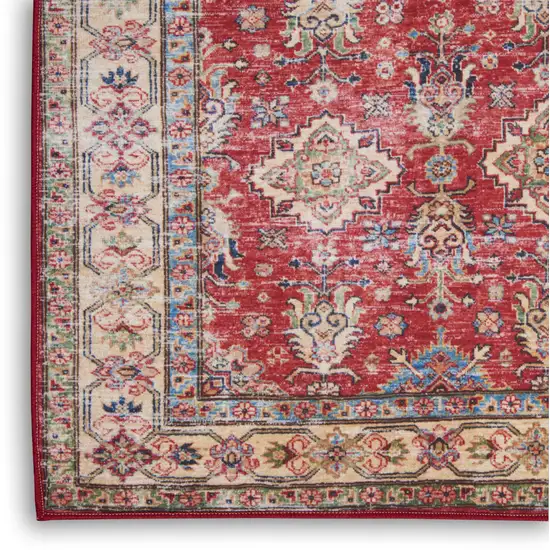 Red Oriental Distressed Area Rug Photo 4