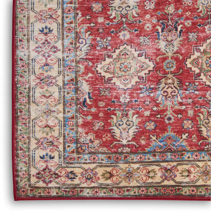 Red Oriental Distressed Area Rug Photo 4