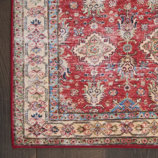 Red Oriental Distressed Area Rug Photo 9