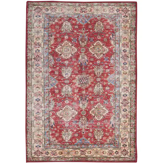 Red Oriental Distressed Area Rug Photo 6