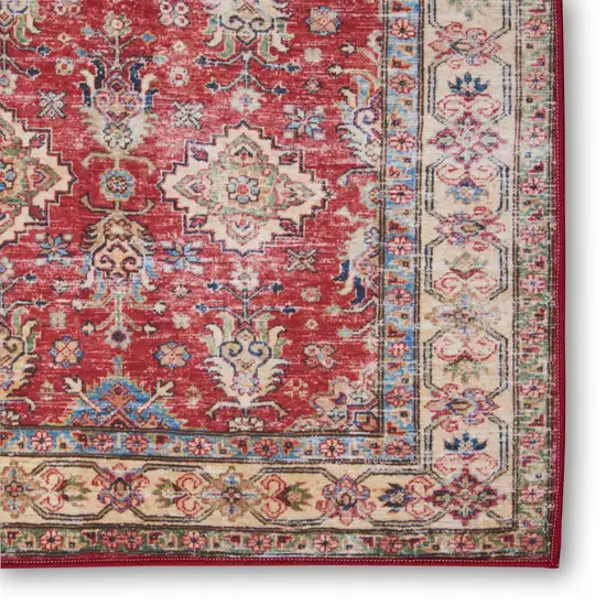 Red Oriental Distressed Area Rug Photo 2