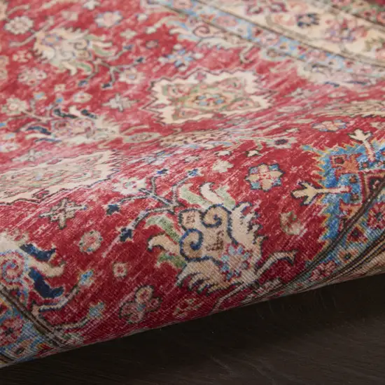 Red Oriental Distressed Area Rug Photo 7