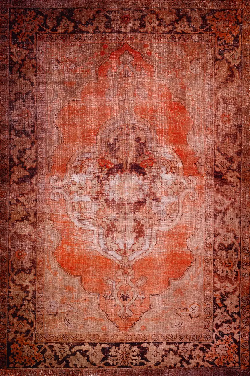 Red Oriental Distressed Non Skid Area Rug Photo 5