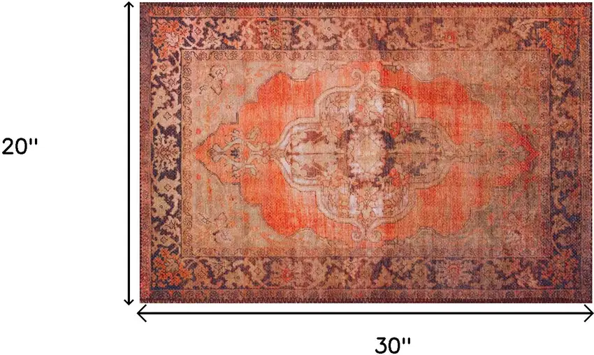Red Oriental Distressed Non Skid Area Rug Photo 5