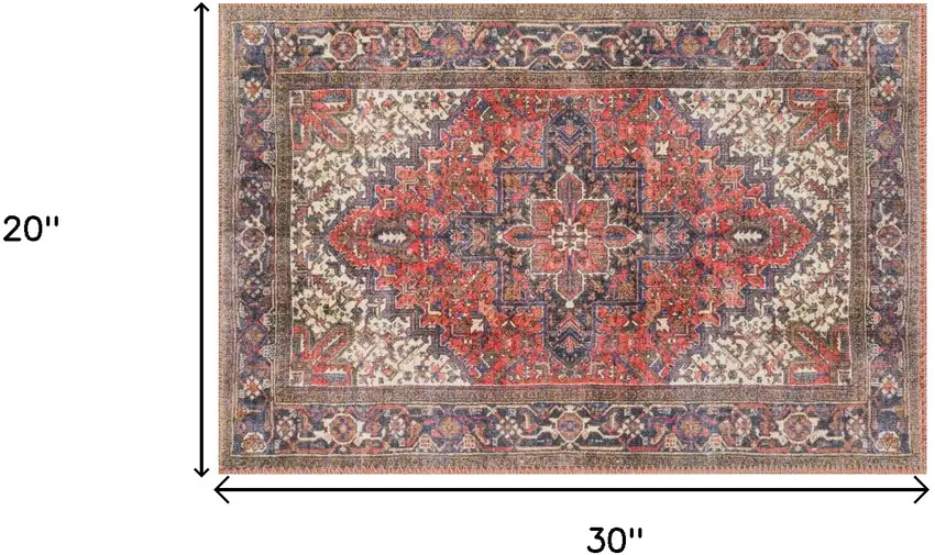 Red Oriental Distressed Non Skid Area Rug Photo 5