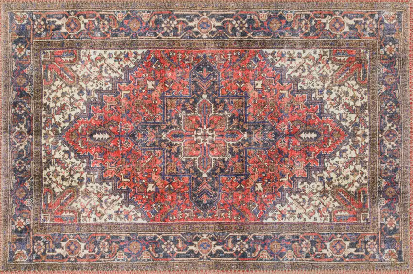 Red Oriental Distressed Non Skid Area Rug Photo 1