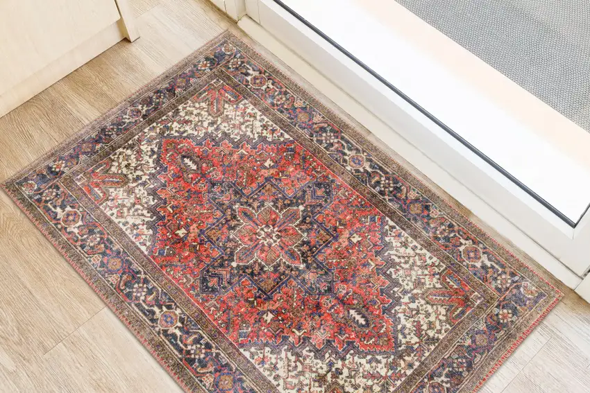 Red Oriental Distressed Non Skid Area Rug Photo 4