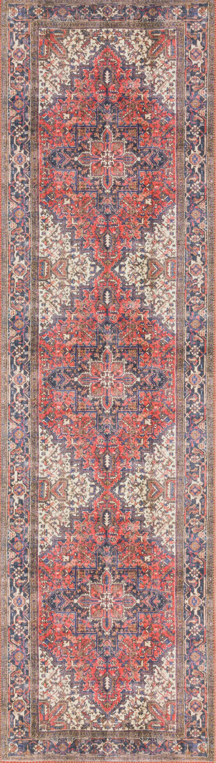 Red Oriental Distressed Non Skid Runner Rug Photo 1