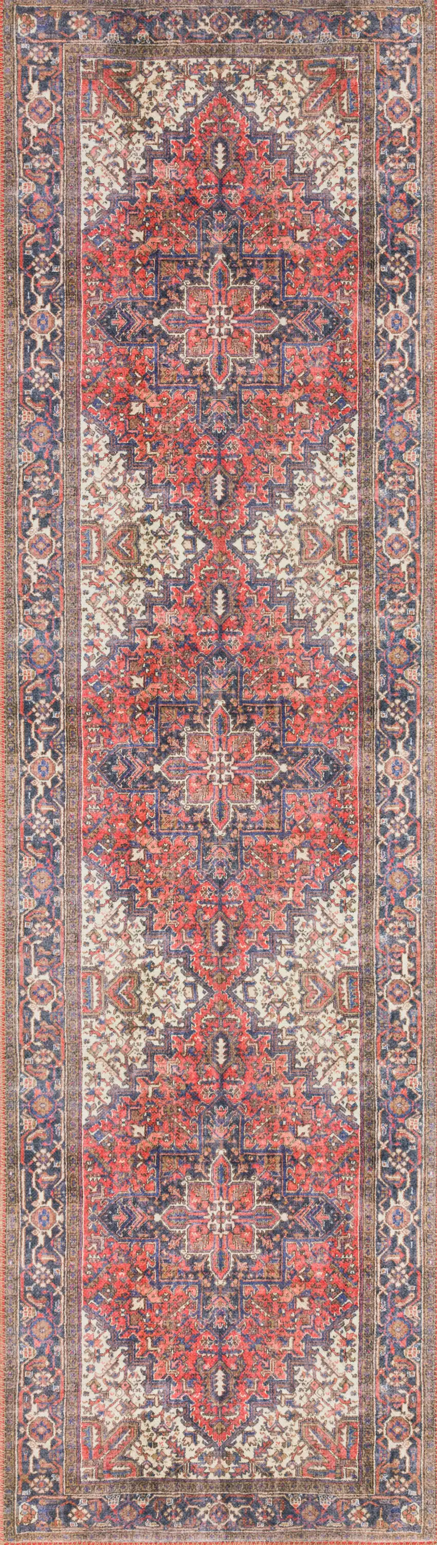 2' X 8' Red Oriental Distressed Non Skid Runner Rug Photo 4