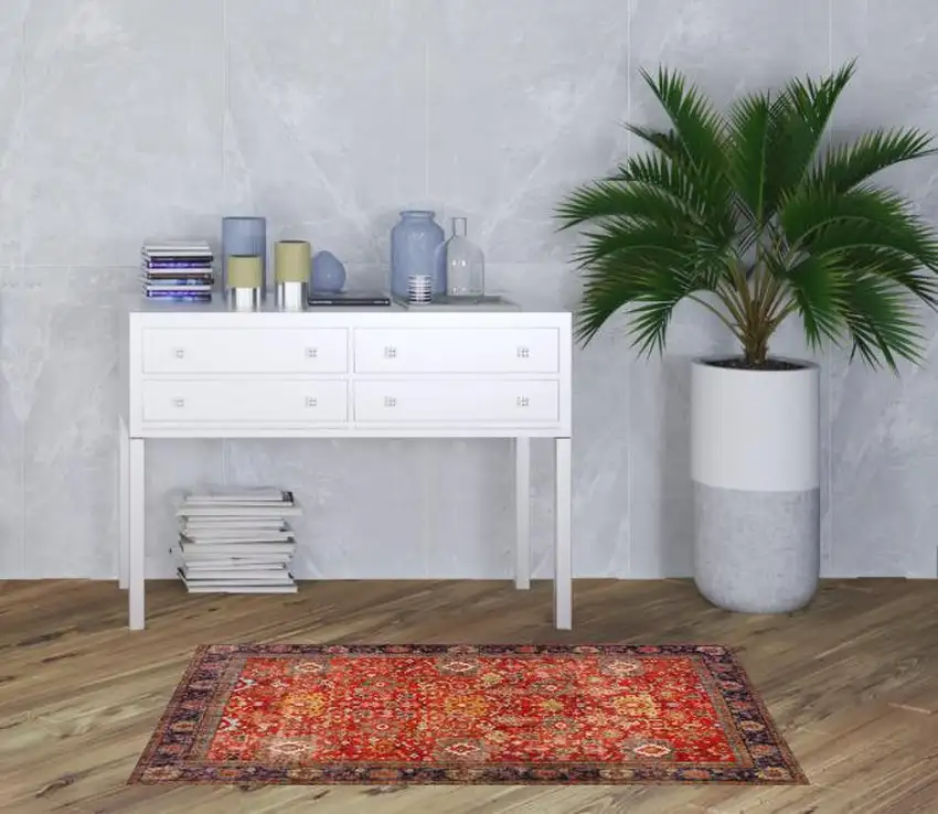 Red Oriental Non Skid Area Rug Photo 2