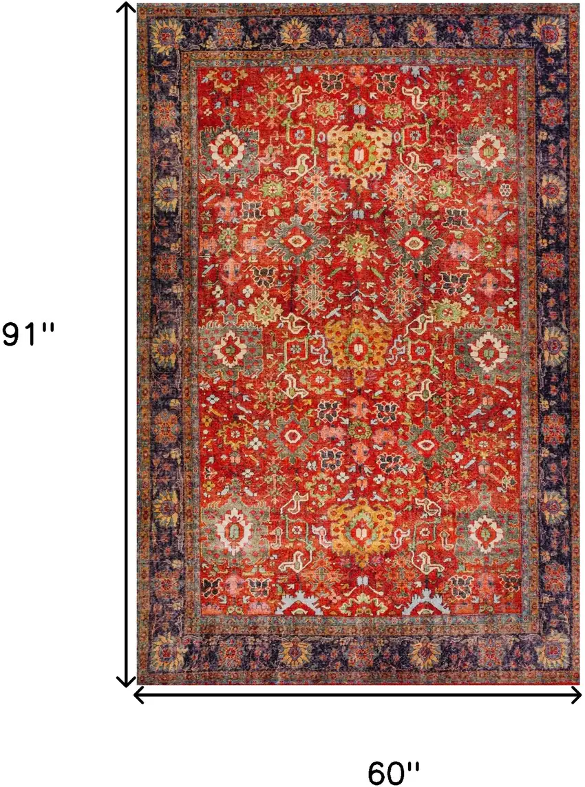 Red Oriental Non Skid Area Rug Photo 6