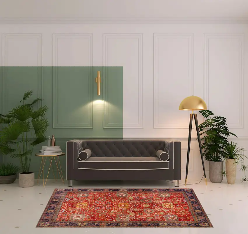 Red Oriental Non Skid Area Rug Photo 2