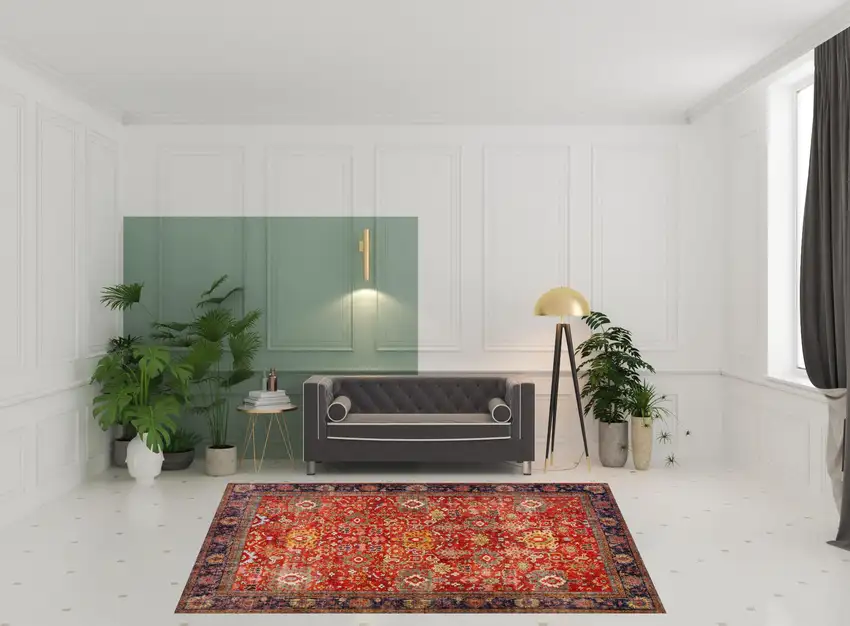 Red Oriental Non Skid Area Rug Photo 2
