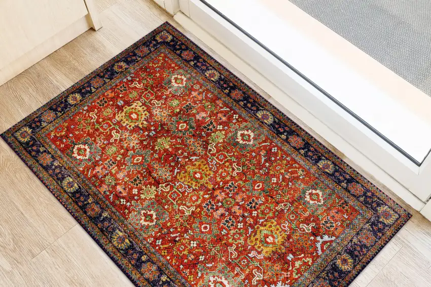 Red Oriental Non Skid Area Rug Photo 4