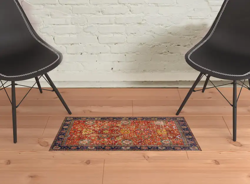 Red Oriental Non Skid Area Rug Photo 2
