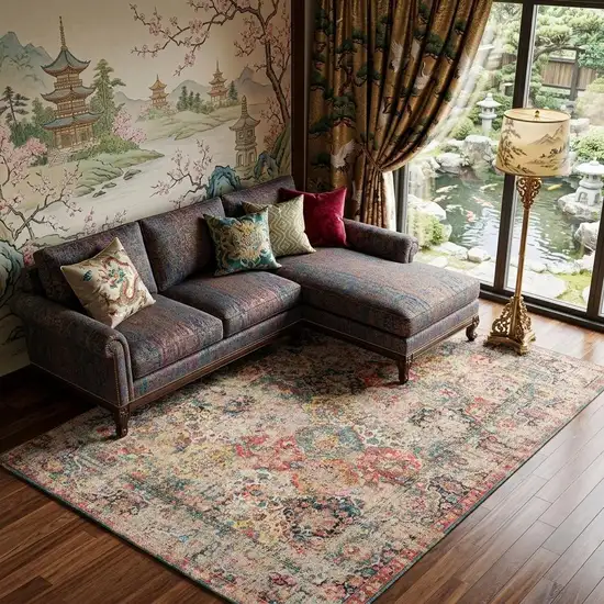 Red Oriental Non Skid Area Rug Photo 1