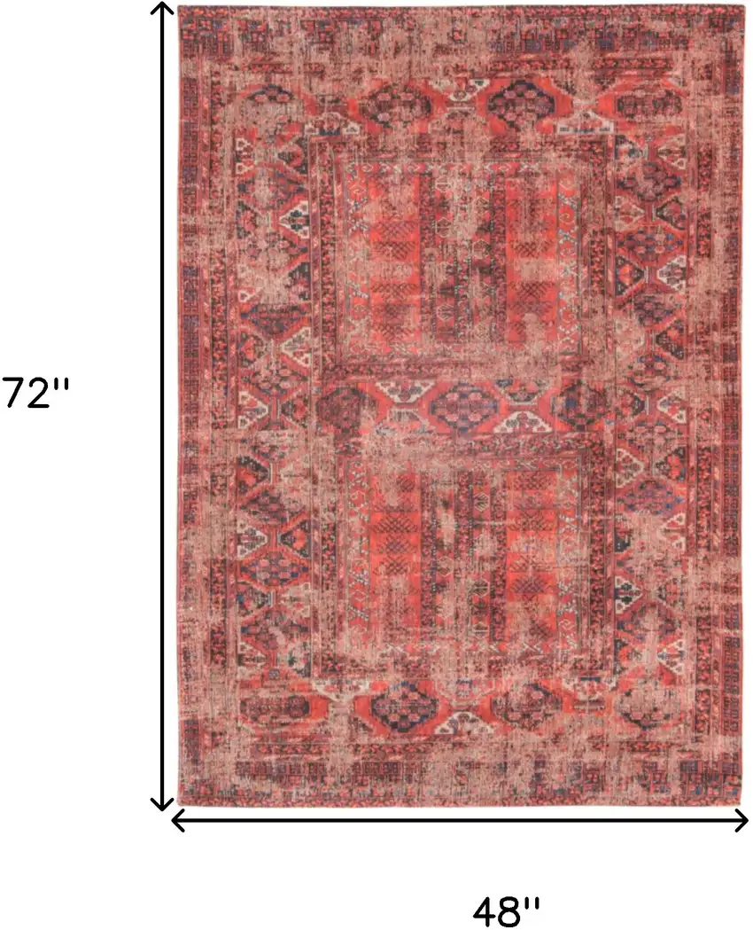 Red Oriental Non Skid Area Rug Photo 3
