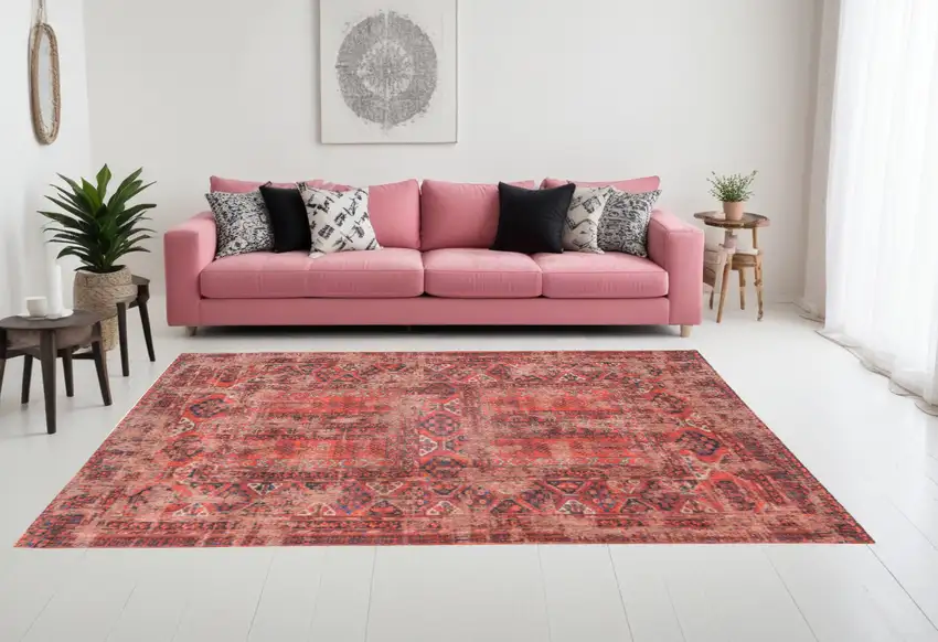 Red Oriental Non Skid Area Rug Photo 1