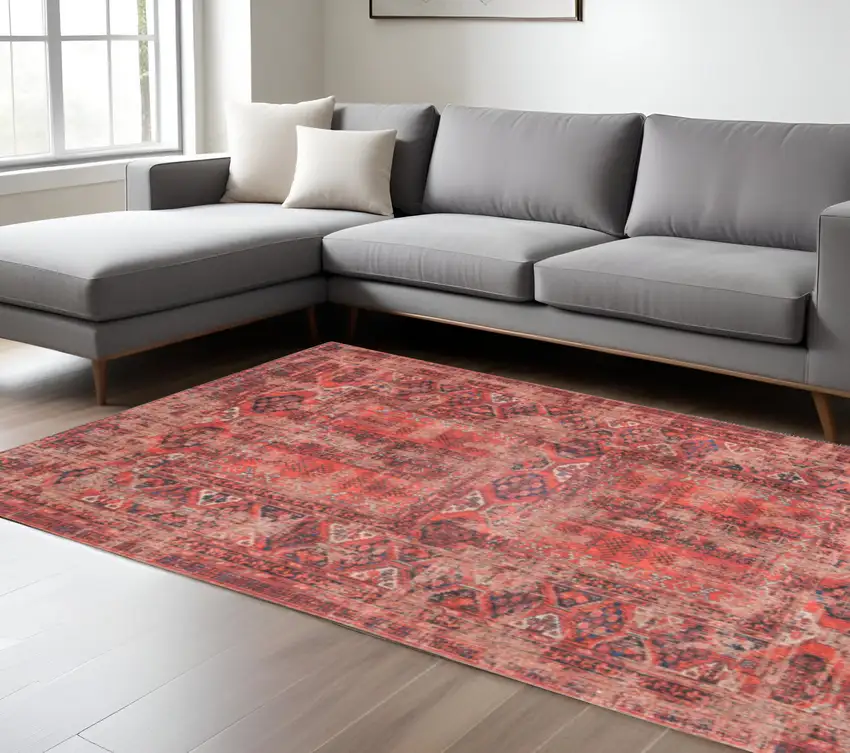 Red Oriental Non Skid Area Rug Photo 1