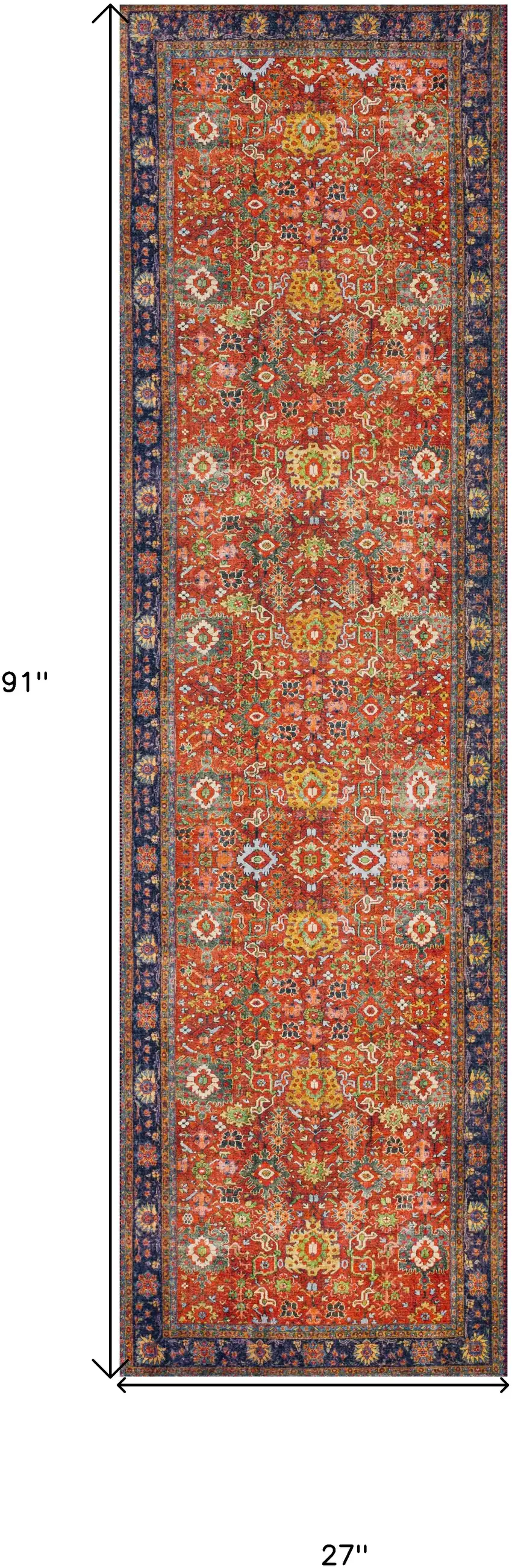 2' X 8' Red Oriental Non Skid Runner Rug Photo 7