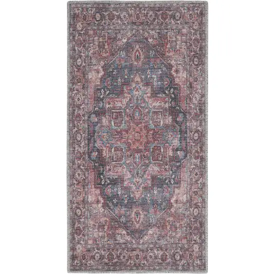Red Oriental Power Loom Distressed Washable Area Rug Photo 9