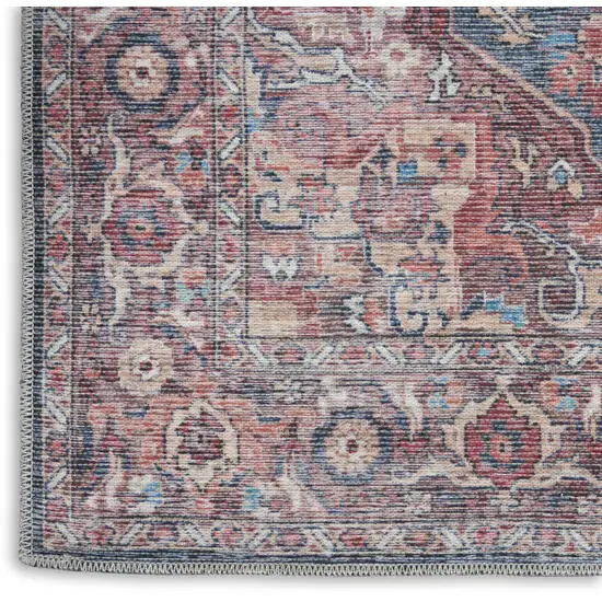 Red Oriental Power Loom Distressed Washable Area Rug Photo 1