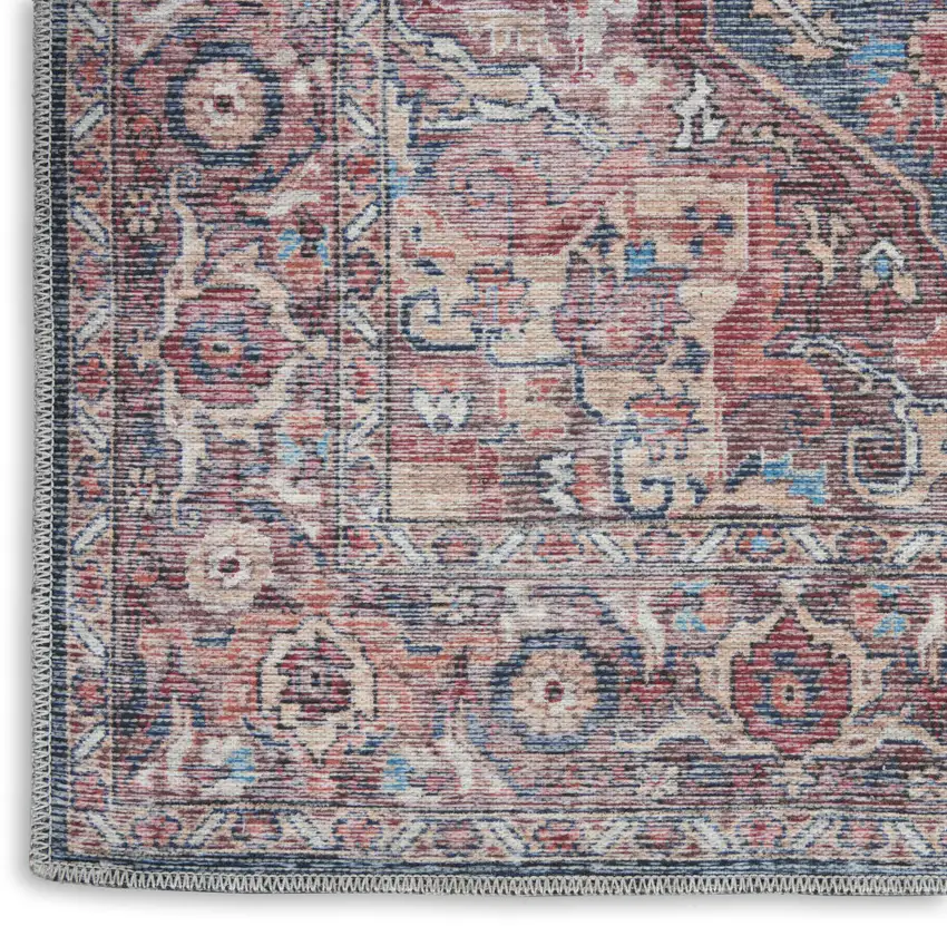Red Oriental Power Loom Distressed Washable Area Rug Photo 1